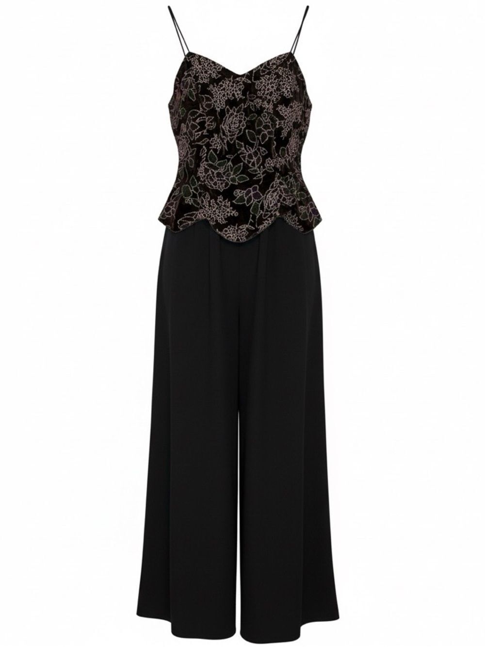 ARIANA Black& Purple Floral Jumpsuit Wide Legged Size 7